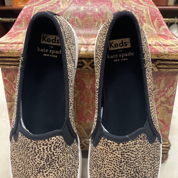 KEDS X KATE SPADE NEW YORK DOUBLE DECKER SLIP ON PONY HAIR TINY DOT PRINT US 8 - Picture 4 of 11